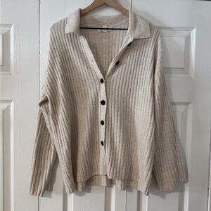 Treasure & Bond Beige Ribbed Cardigan